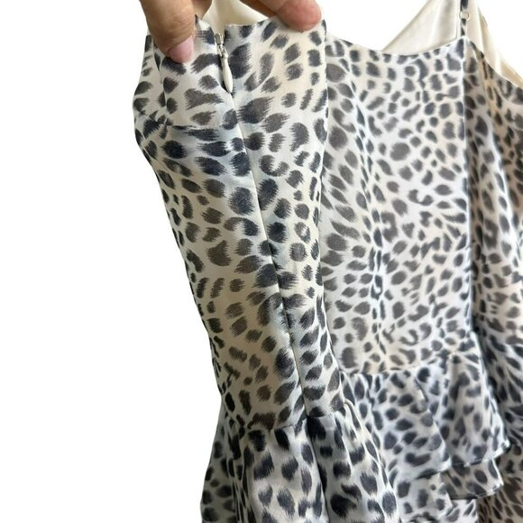 Victoria's Secret Womens Peplum Dress Black Ivory Animal Print Sleeveless Size 6 - Picture 8 of 12